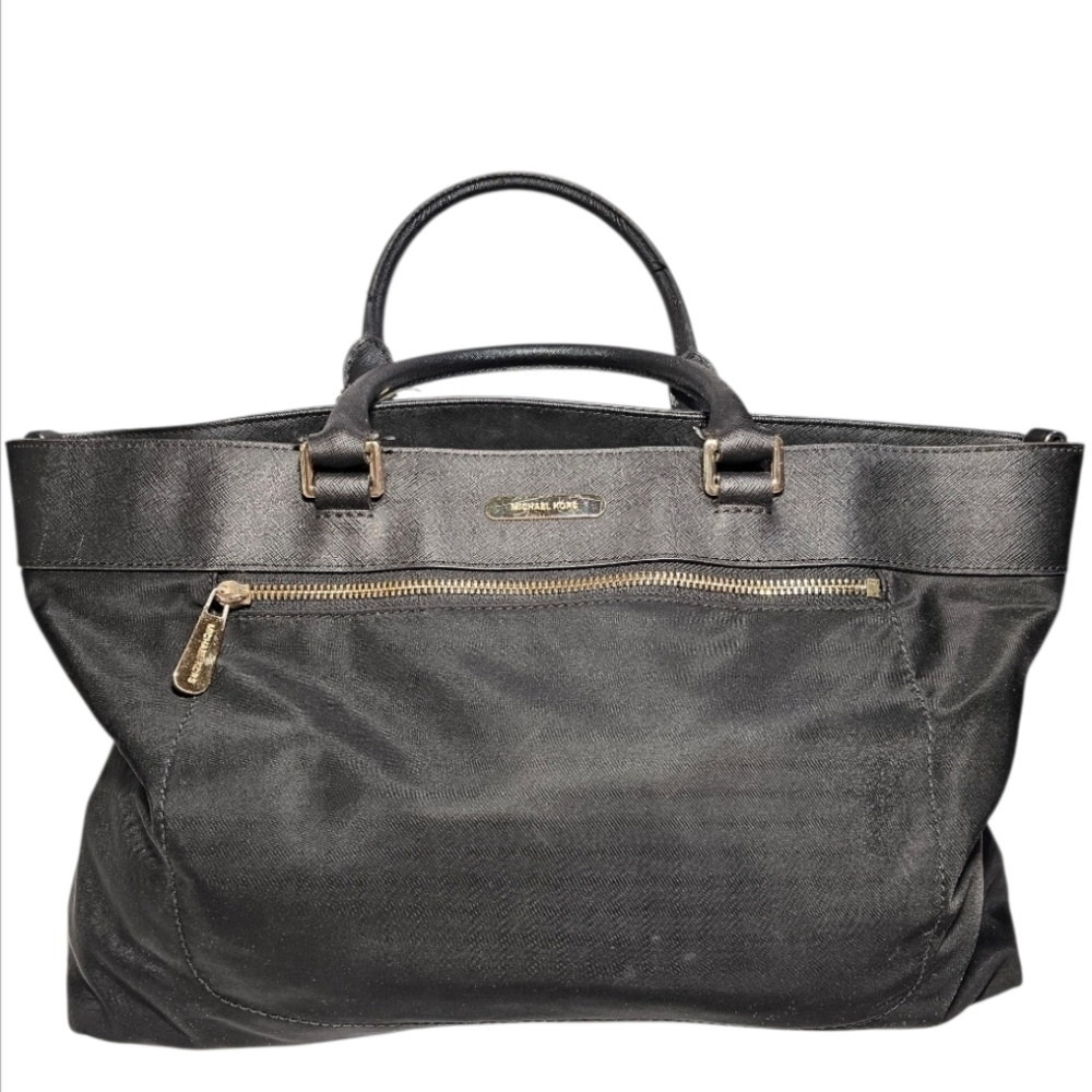 Michael Kors Black Nylon Colgate Large Tote Bag Laptop Travel Work Shoulder Bag